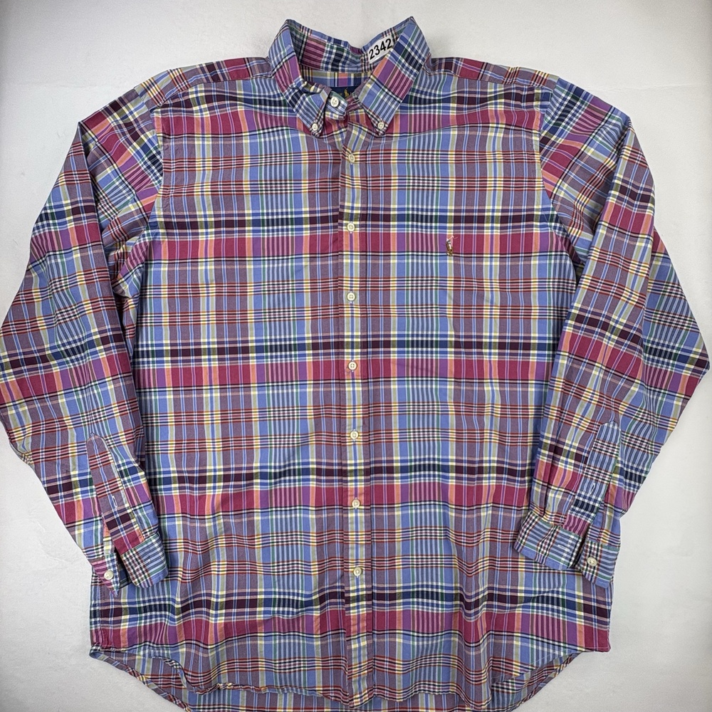 Ralph Lauren Shirt Mens 2XLT Multicolor Plaid Long Sleeve Button Down Casual